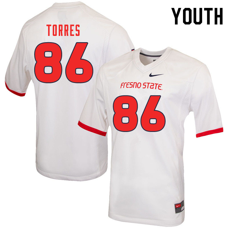 Youth #86 Jared Torres Fresno State Bulldogs College Football Jerseys Sale-White - Click Image to Close